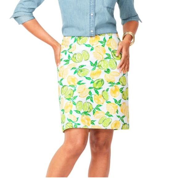 Talbots Dresses & Skirts - Talbots Lemon Lime Print A-Line Skirt Womens 6 NWT Cotton Stretch Summer Coastal